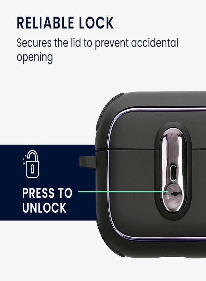 kwmobile Case for Apple Airpods Pro 2 Case - Shockproof Cover for Bluetooth Earbuds - Lockable Function - Carabiner Keychain Clip - Black/Black - Image 4
