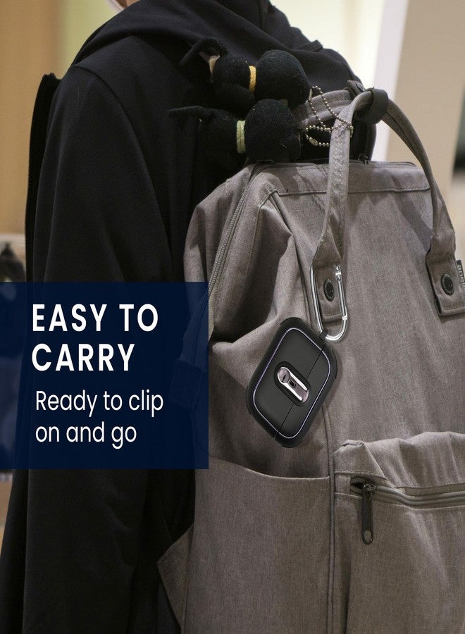 kwmobile Case for Apple Airpods Pro 2 Case - Shockproof Cover for Bluetooth Earbuds - Lockable Function - Carabiner Keychain Clip - Black/Black - Image 5