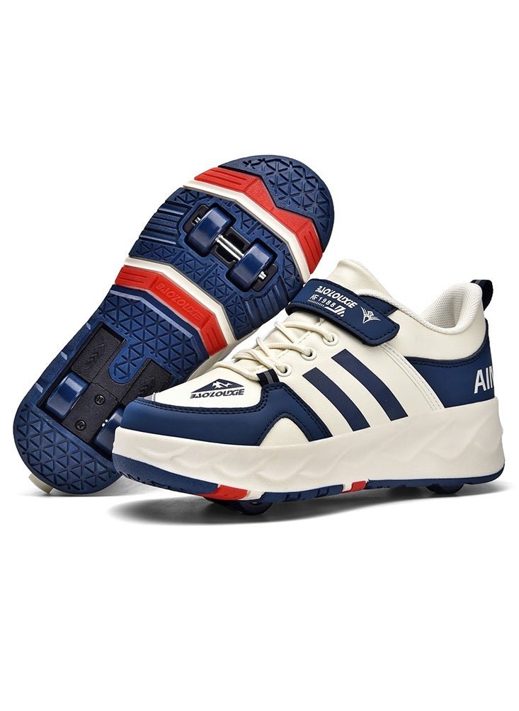 Generic - Kids Roller Skates Shoes 4 Wheels Roller Shoes Boys Girls Wheel Shoes Roller Sneakers Shoes for Beginner More Balanced - Image 1