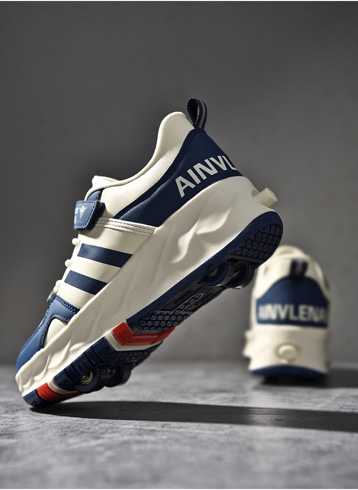 Generic - Kids Roller Skates Shoes 4 Wheels Roller Shoes Boys Girls Wheel Shoes Roller Sneakers Shoes for Beginner More Balanced - Image 1