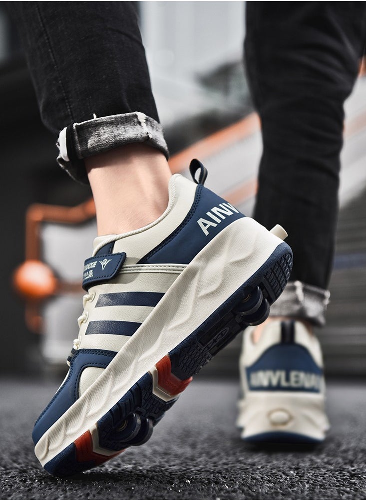 Generic - Kids Roller Skates Shoes 4 Wheels Roller Shoes Boys Girls Wheel Shoes Roller Sneakers Shoes for Beginner More Balanced - Image 1