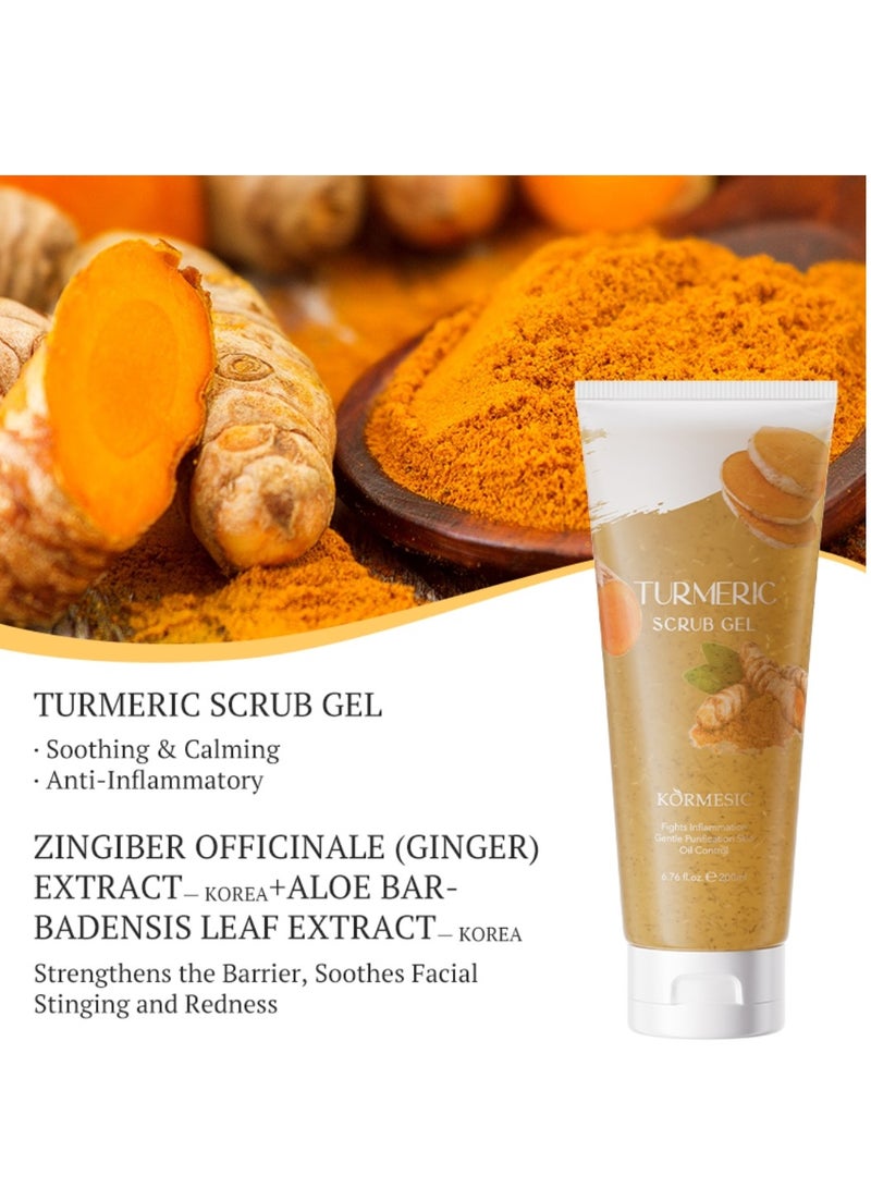 Kormesic جل تقشير الوجه بالكركم 200 مل - تنظيف عميق - تقشير - إزالة العيوب - ترطيب - تغذية - جل تقشير الوجه - غسول وجه ناعم ومريح - Image 2