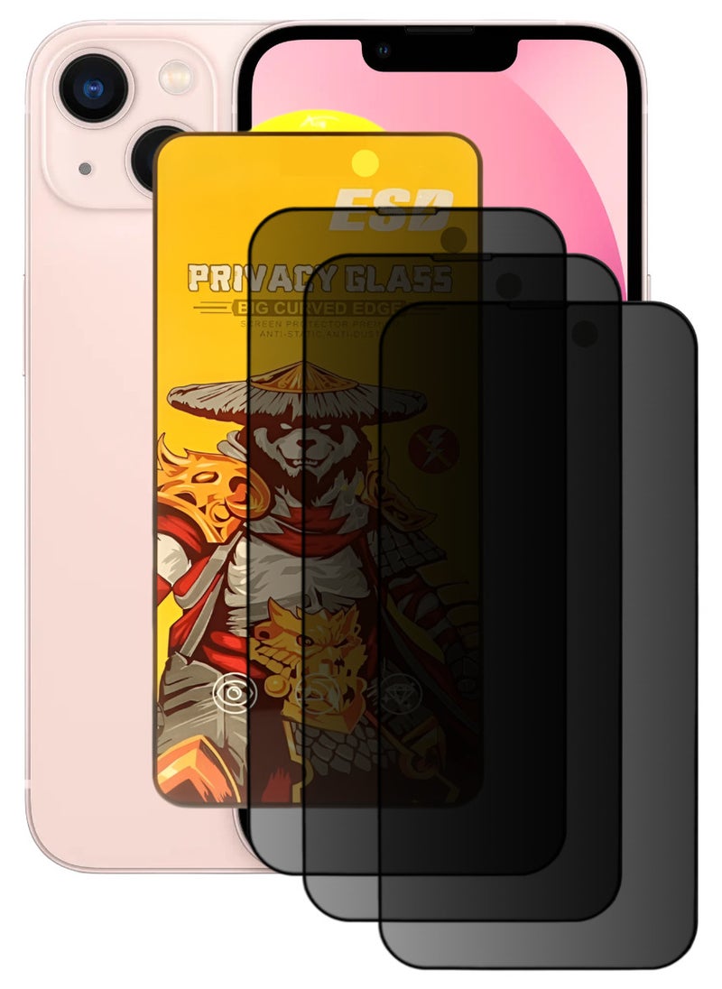 ESD 3 Pieces Tempered Dustproof Privacy Glass Screen Protector Compatible For iPhone 13 - Image 1