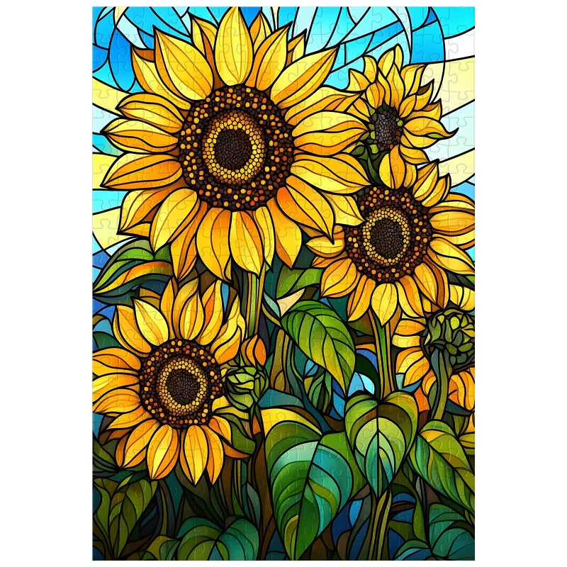 Artinhand Great Jigsaw Puzzles for Adults 300 Pieces Stained Glass Sunflowers Puzzles for Adults Toys Gift Family Decoration Kids Puzzle - Image 3