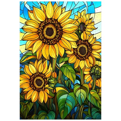 Artinhand Great Jigsaw Puzzles for Adults 300 Pieces Stained Glass Sunflowers Puzzles for Adults Toys Gift Family Decoration Kids Puzzle - Image 1
