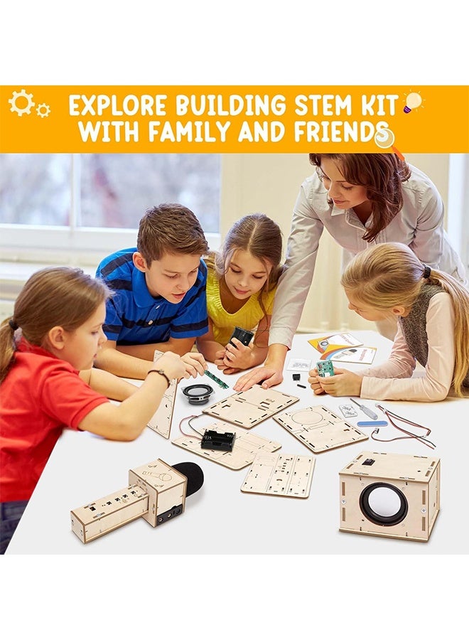 مجموعة ألعاب STEM لآلة الكاريوكي للأولاد من عمر 8-12 و12-14 سنة: مجموعة علمية لبناء مكبر صوت وميكروفون بلوتوث، مجموعة إلكترونيات يمكنك صنعها بنفسك للأطفال. هدية مثالية للأولاد من عمر 9-12 سنة، وللفتيات المراهقات من عمر 8 إلى 13 سنة. - Image 3
