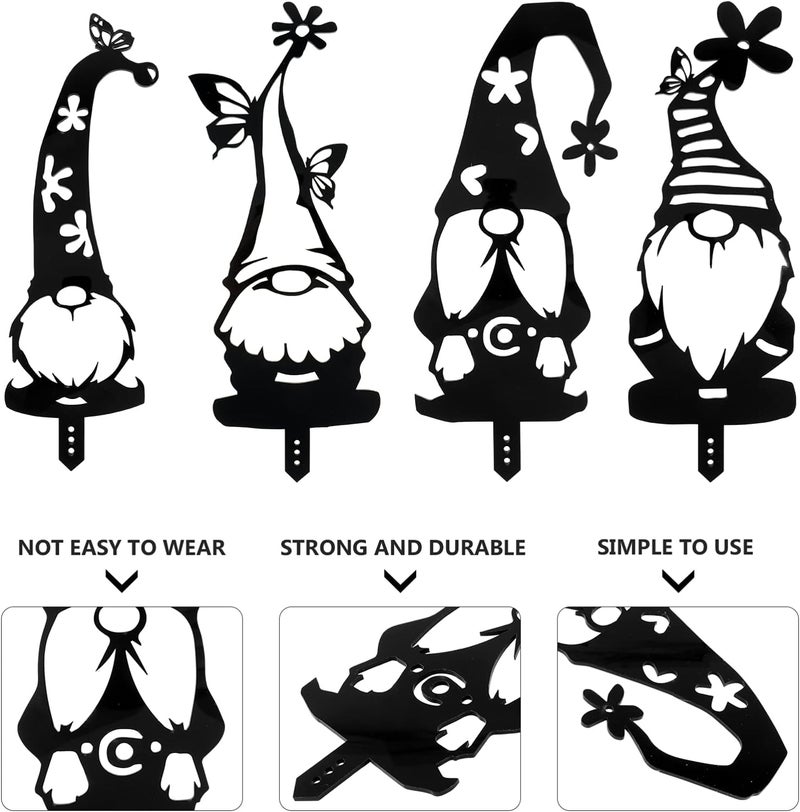klarako 4Pcs Creative Gnomes Decoration Steel Garden Gnomes Statue Dwarf Stake Gnome for Home Garden Yard Patio Outdoor Decoration (Black ï¼‰ - Image 5