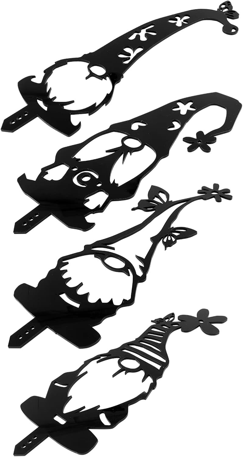 klarako 4Pcs Creative Gnomes Decoration Steel Garden Gnomes Statue Dwarf Stake Gnome for Home Garden Yard Patio Outdoor Decoration (Black ï¼‰ - Image 4