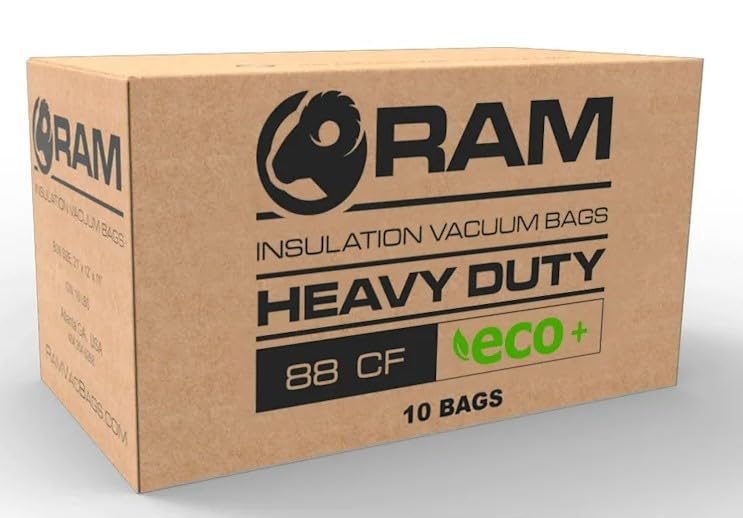 RAM (10) Insulation Vacuum Bag RAM Heavy Duty ECO+ Bags 7 FT X 4 FT Holds 88 CF / 400 LBS Low DUST 2.4 Fabric Strength - 10 Pack. Largest and Toughest Green Bag on The Market. - Image 3