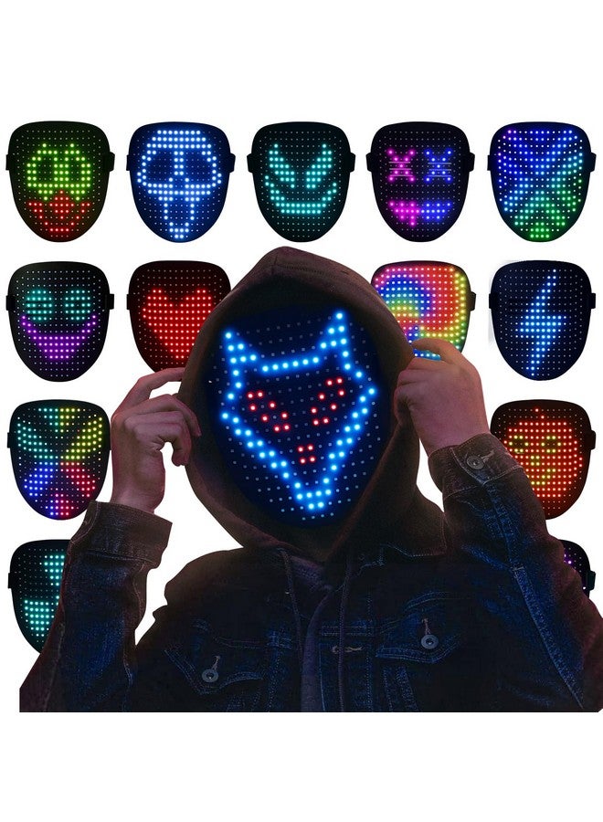 ORWINE Halloween LED Mask, Light Up Mask with Gesture Sensing, Halloween Mask LED Lighted Face Transforming Mask for Festival Dj Cosplay Halloween Costume Masquerade Parties - Image 1