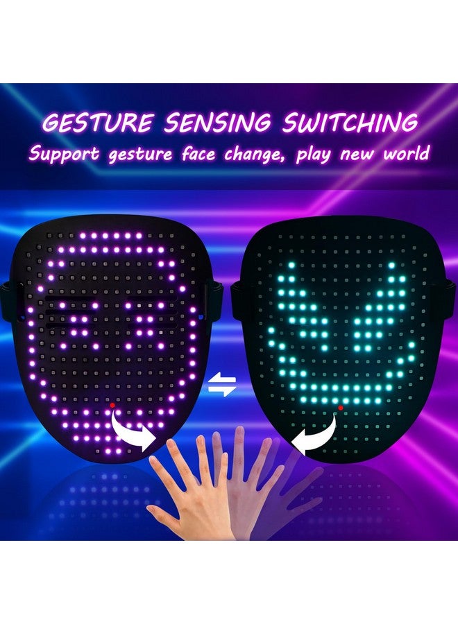 ORWINE Halloween LED Mask, Light Up Mask with Gesture Sensing, Halloween Mask LED Lighted Face Transforming Mask for Festival Dj Cosplay Halloween Costume Masquerade Parties - Image 4
