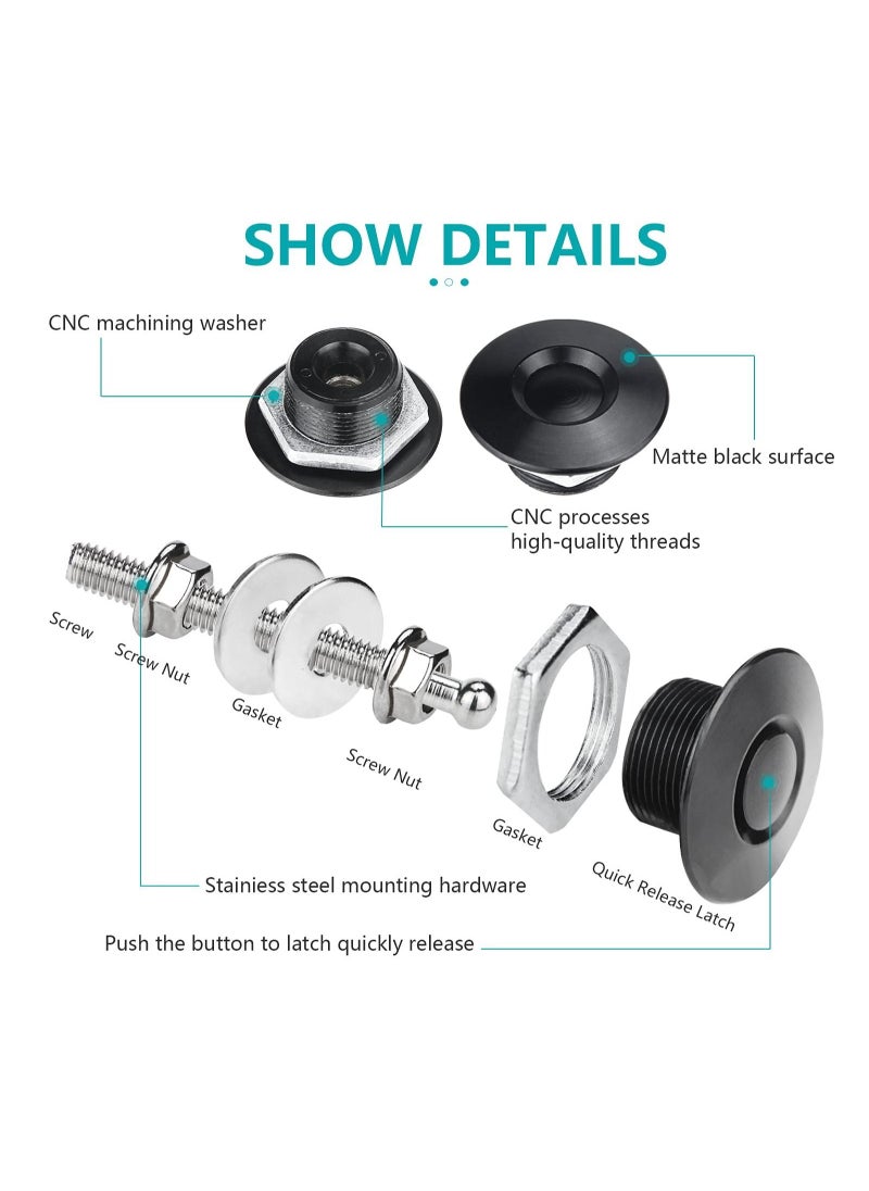 Excefore - Quick Latch Hood Pins, Quick Release Lock Latch Bumper, Bumper Quick Release Latch Fastener Push Button Bonnet 1.25 inch Universal Aluminum Vehicle Quick Latch Hood Pins Locking - Image 1
