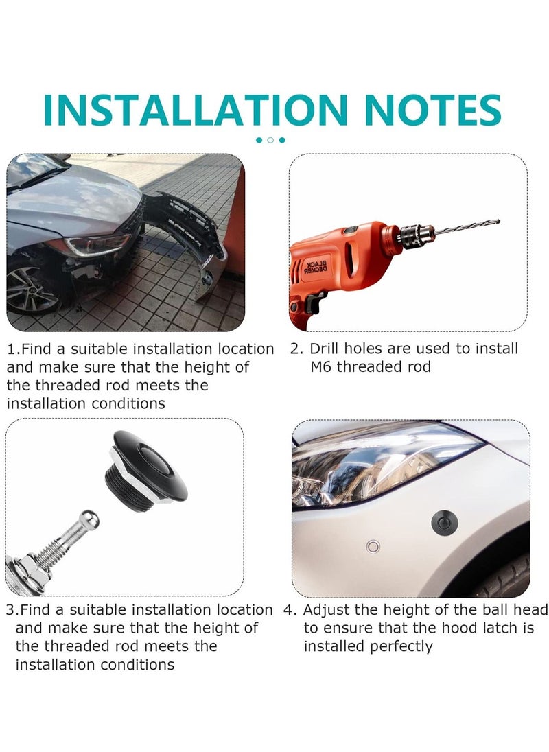 Excefore - Quick Latch Hood Pins, Quick Release Lock Latch Bumper, Bumper Quick Release Latch Fastener Push Button Bonnet 1.25 inch Universal Aluminum Vehicle Quick Latch Hood Pins Locking - Image 1
