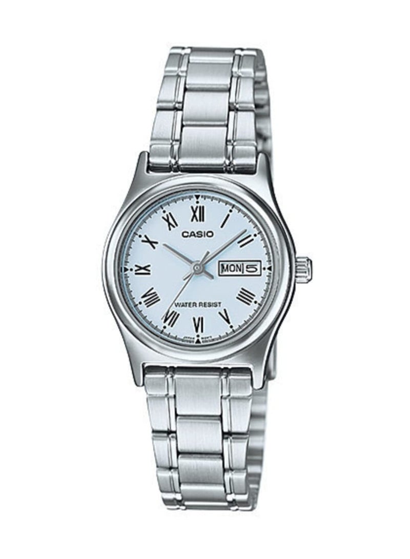 Casio Women's Watch - LTP-V006D-2BUDF White Dial, Silver Band - Image 1