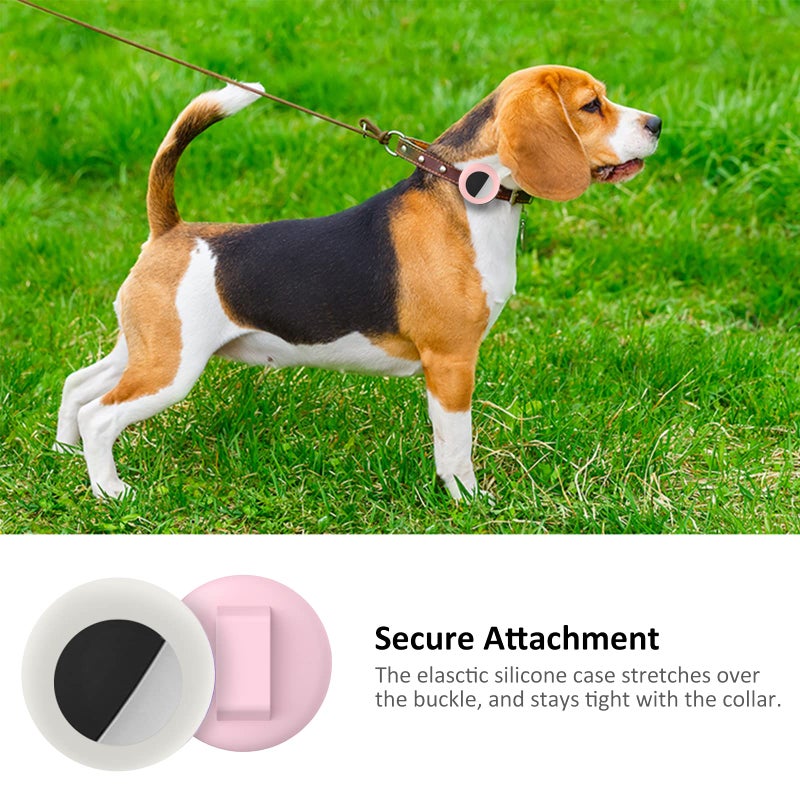 SimpleThings 2022 Airtag Cat Collar Holder, Small Air tag Cat Collar Holder Compatible with Apple Airtag GPS Tracker, 2Pack Waterproof Case Cover for Cat Dog Pet Collar Within 3/8 inch (Pink&White) - Image 3