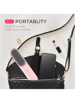 General Portable Straightening Brush for Travel, Mini Ionic Hot Comb Straightener for Women, Lightweight on-The-go, Cordless and Fast Charger Dual Power  - Image 3