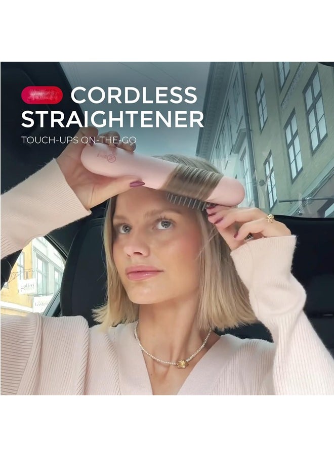 General - Portable Straightening Brush for Travel, Mini Ionic Hot Comb Straightener for Women, Lightweight on-The-go, Cordless and Fast Charger Dual Power - Image 1
