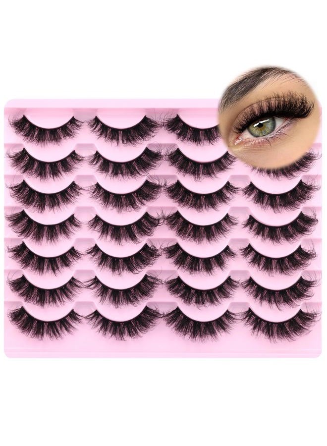 zanlufly Mink Lashes Fluffy Cat Eye Thick zanlufly False Eyelashes Natural Curly Fake Eyelashes 18MM Full 8D Volume Lashes Pack 14 Pairs - Image 1