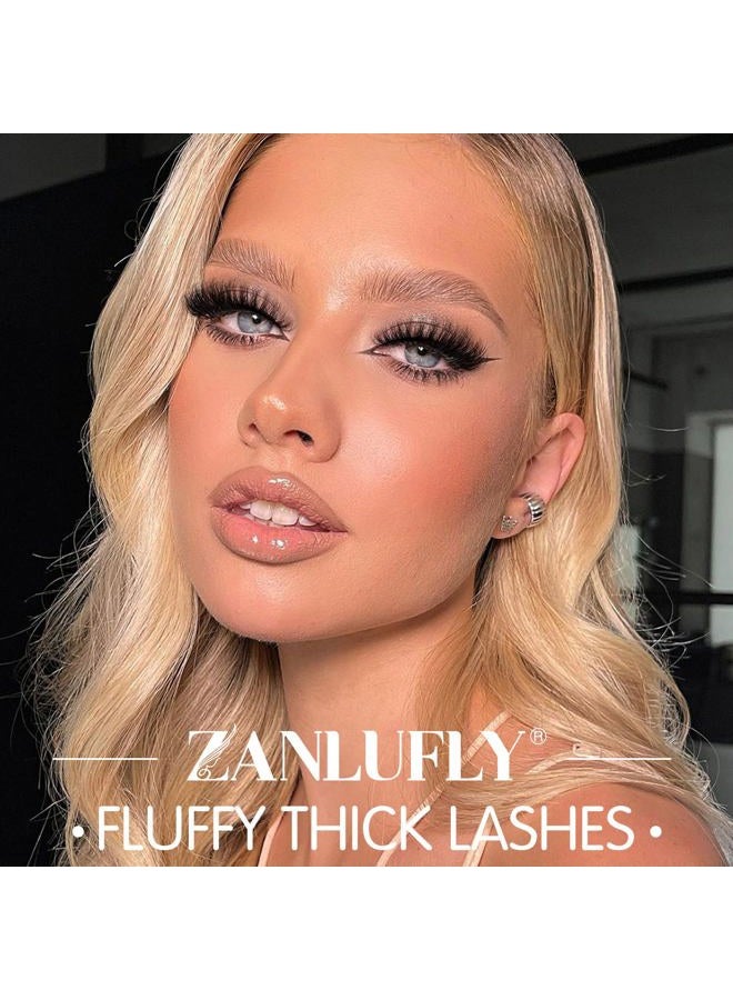 zanlufly Mink Lashes Fluffy Cat Eye Thick zanlufly False Eyelashes Natural Curly Fake Eyelashes 18MM Full 8D Volume Lashes Pack 14 Pairs - Image 4