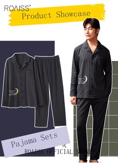roaiss Couple Pajamas Set Long Sleeves Sleepwear for Men and Women Cute Plus Size Loungewear Spring and Autumn Home Clothes Gift for Boyfriend Girlfriend Husband Wife  - Image 4