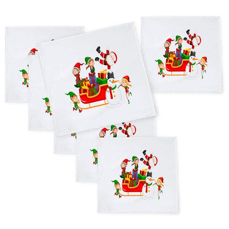 Khakee 6 Pcs Christmas Theme Tafta Silk Table Napkins 10x 10 for Xmas Decoration Christmas OrnamentsChristmas Gift npxmas296P - Image 1
