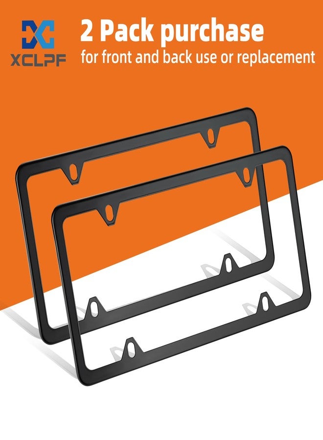 XCLPF 4 Holes Black License Plate Frame,Car Licenses Plate Covers Holders Frames for Plates with Screw Caps.(Black) - Image 2