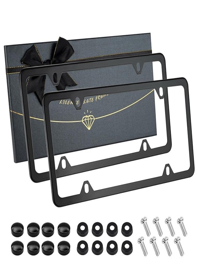 XCLPF 4 Holes Black License Plate Frame,Car Licenses Plate Covers Holders Frames for Plates with Screw Caps.(Black) - Image 1