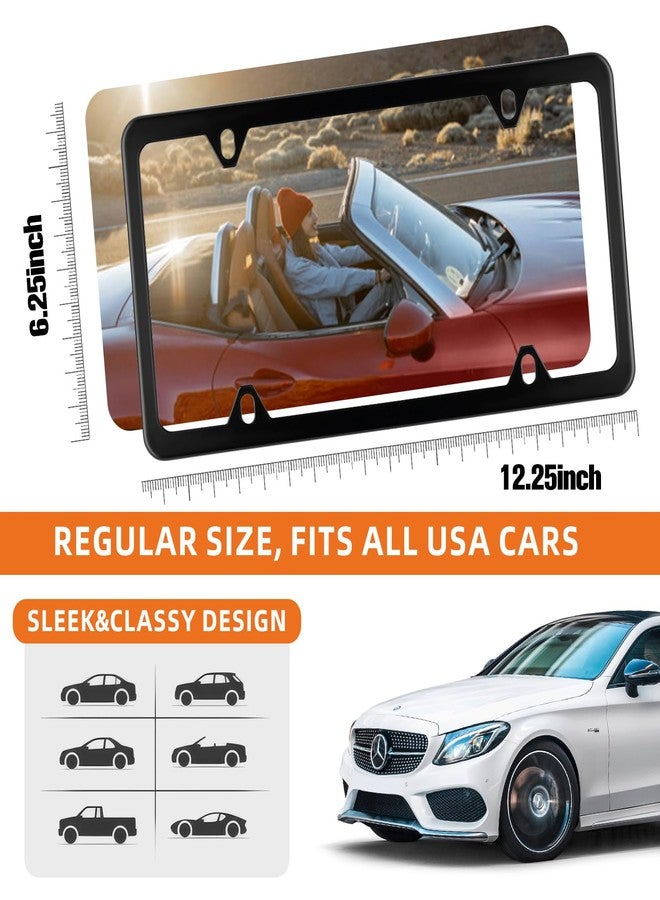 XCLPF 4 Holes Black License Plate Frame,Car Licenses Plate Covers Holders Frames for Plates with Screw Caps.(Black) - Image 4