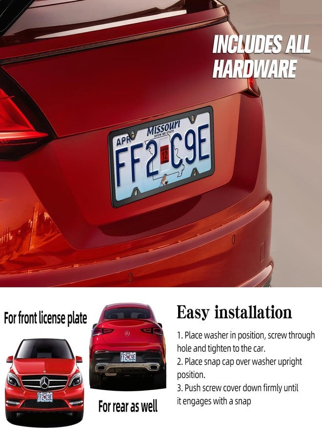 XCLPF 4 Holes Black License Plate Frame,Car Licenses Plate Covers Holders Frames for Plates with Screw Caps.(Black) - Image 5