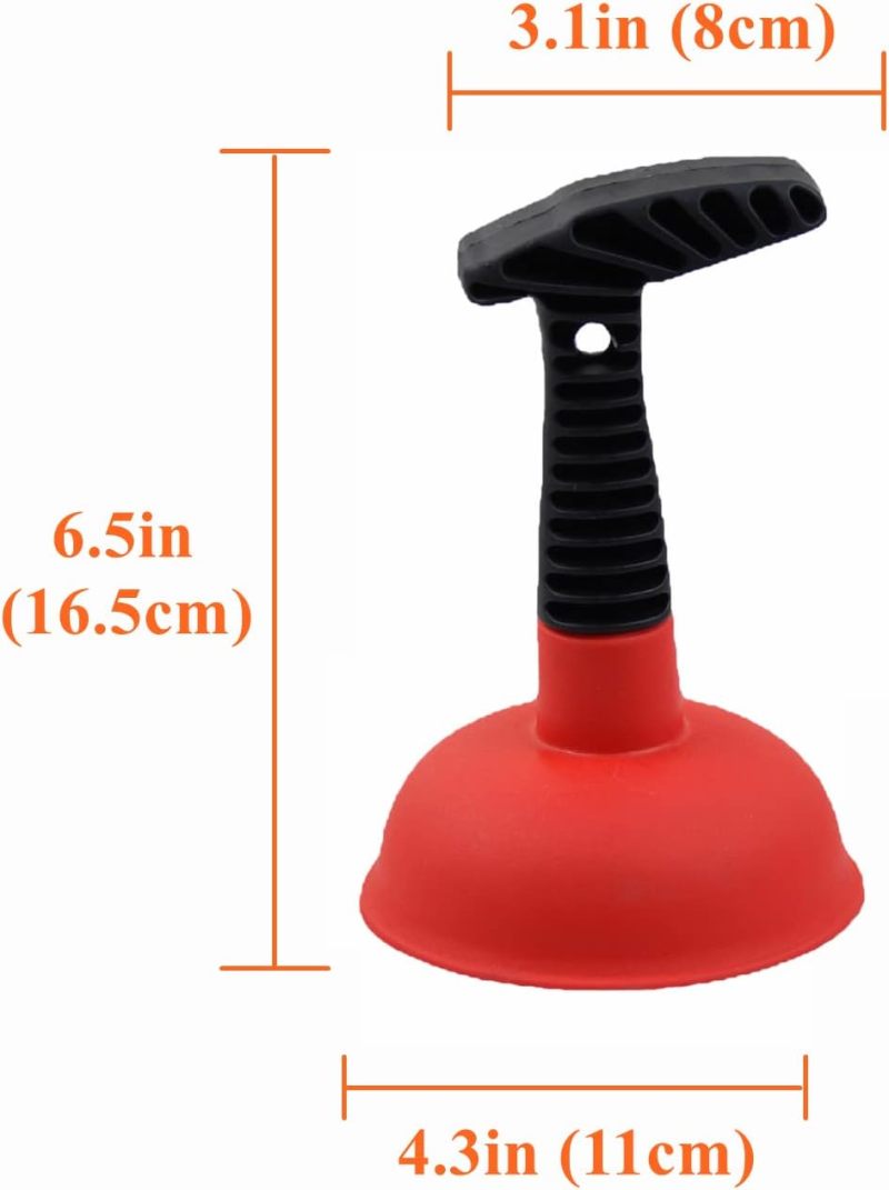 Mini Plunger: Yellow, Short Sturdy Handle, Durable Leather Suction Cup - Chemical-free Clog Removal Drain Unclogger for Home Kitchen Bathroom Tight Spaces - Image 2