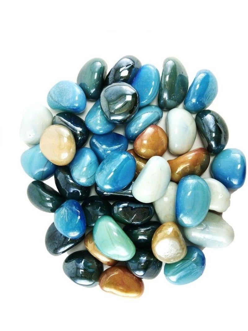 Somil حصى ملون من سومي للحدائق والنباتات والمروج والأحواض والأسماك والديكور المنزلي والأواني والأثاث بحجم 10-30 مم لامع ملون A522 - Image 1