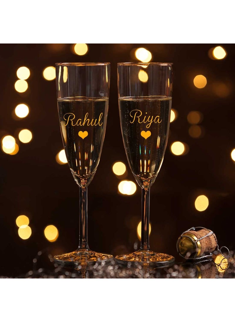 Nutcase Nutcase Personalized Champagne Flute Glass with Name Set of 2 Anniversary Gift for Couples  - Image 2