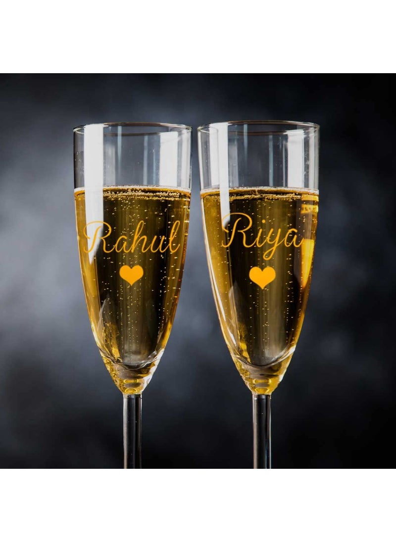 Nutcase Nutcase Personalized Champagne Flute Glass with Name Set of 2 Anniversary Gift for Couples  - Image 4