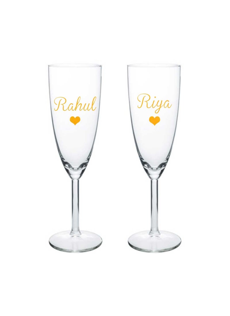 Nutcase Nutcase Personalized Champagne Flute Glass with Name Set of 2 Anniversary Gift for Couples  - Image 1