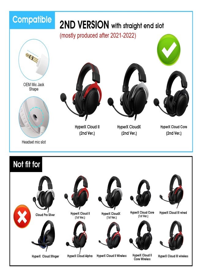 ريير ذراع ميكروفون بديل من REEYEAR، متوافق مع سماعات Kingston HyperX Cloud وCloud X وCloud II الإصدار الثاني، لأجهزة PS4 وXbox One وNintendo Switch والكمبيوتر الشخصي، سماعات ألعاب مانعة للضوضاء، مقبس 3.5 ملم، لون أسود - Image 3