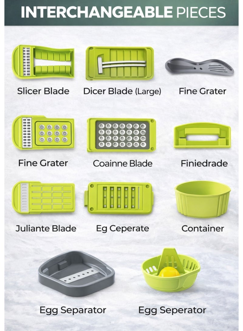 TSUMAB 14-in-1 Vegetable Chopper & Slicer Set with Container – BPA-Free, 1.2L Capacity - Image 3