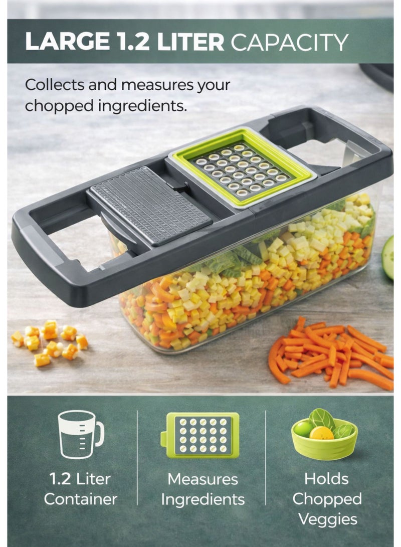 TSUMAB 14-in-1 Vegetable Chopper & Slicer Set with Container – BPA-Free, 1.2L Capacity - Image 5