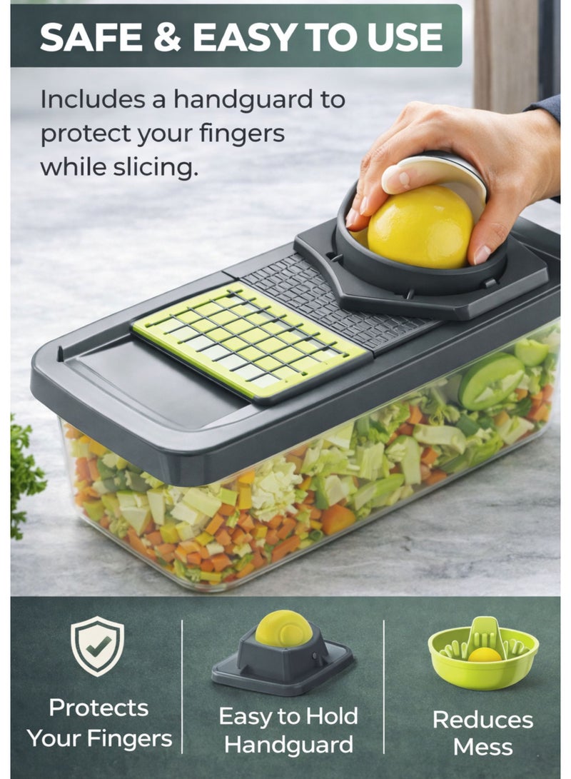 TSUMAB 14-in-1 Vegetable Chopper & Slicer Set with Container – BPA-Free, 1.2L Capacity - Image 4