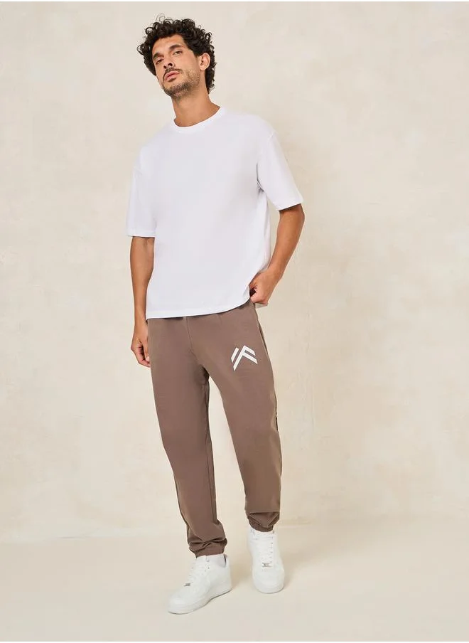 Styli Minimal Print Oversized Joggers with Elasticated Hem