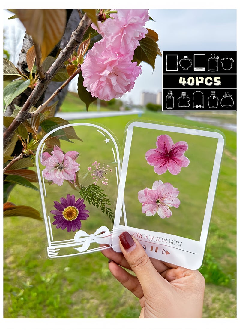 Generic - Transparent bottle stickers diy dried flower bookmarks student creative plant embossing children's handmade specimen making film - Image 1