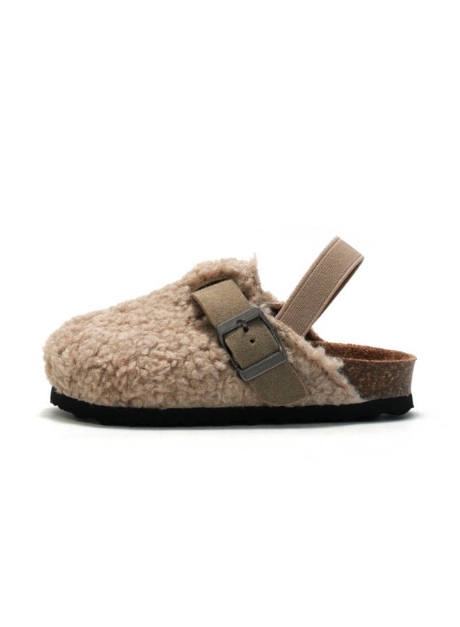 Popular Baby Cotton Slippers, Children's Cork Sandals, Outer Wear For Boys And Girls, Suede Warm Sandals, Lazy Shoes