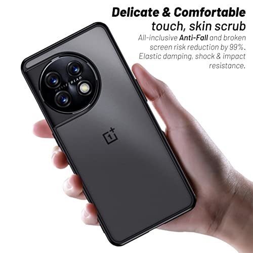 KAPAVER® Hybrid Series Compatible with OnePlus 11 5G Case Cover Hard PC Soft Flexible TPU Bumper Protection Back Cover (Hazy Black) - Image 3