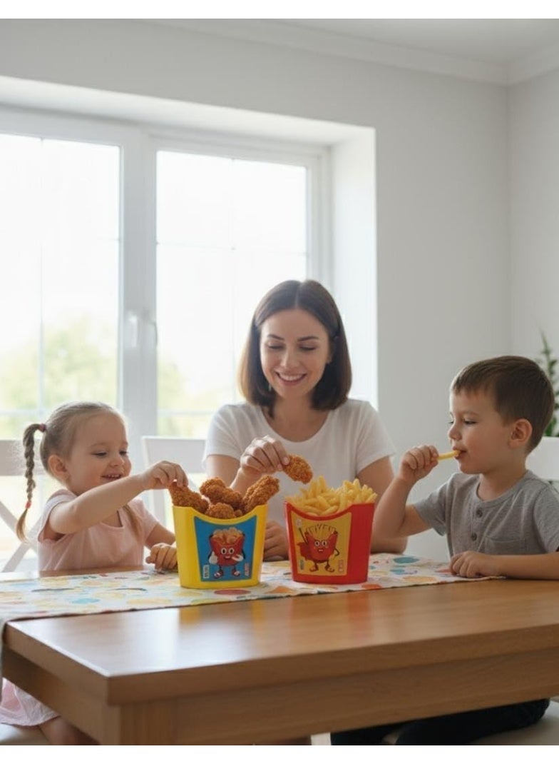 Spaceshoop Fun French Fry and Snack Holder Safe Plastic Serving Container for Chicken Nuggets and Finger Foods ( yellow , medium ) - Image 3