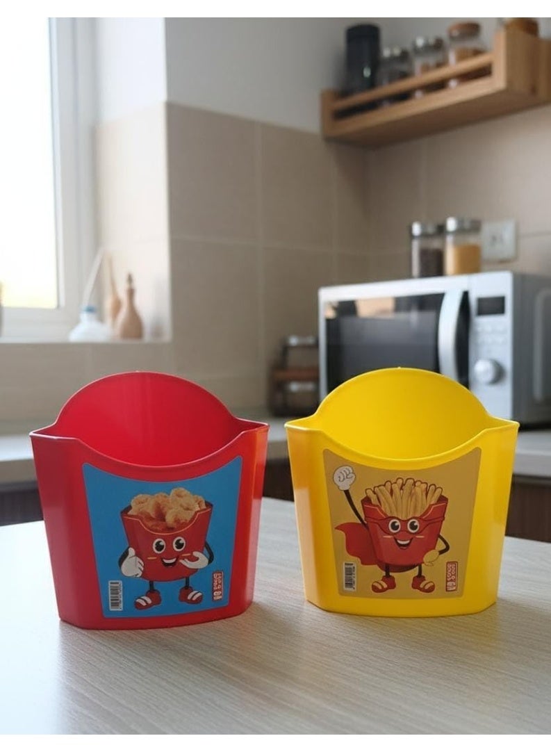 Spaceshoop Fun French Fry and Snack Holder Safe Plastic Serving Container for Chicken Nuggets and Finger Foods ( yellow , medium ) - Image 5