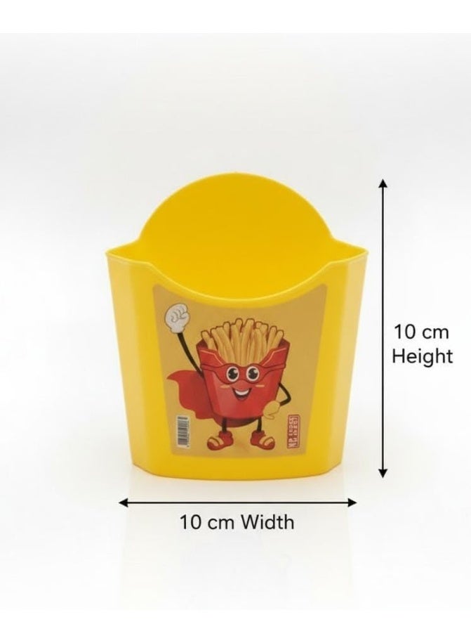 Spaceshoop Fun French Fry and Snack Holder Safe Plastic Serving Container for Chicken Nuggets and Finger Foods ( yellow , medium ) - Image 2
