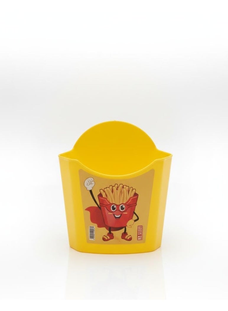 Spaceshoop Fun French Fry and Snack Holder Safe Plastic Serving Container for Chicken Nuggets and Finger Foods ( yellow , medium ) - Image 1