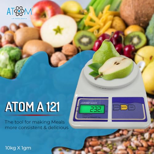 ATOM Digital Kitchen Food Weighing Scale For Healthy Living, Home Baking, Cooking, Fitness & Balanced Diet. Atom A 121 | 10Kg x 1gms with Batteries Included - Image 2