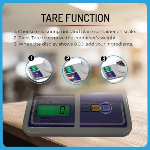 ATOM Digital Kitchen Food Weighing Scale For Healthy Living, Home Baking, Cooking, Fitness & Balanced Diet. Atom A 121 | 10Kg x 1gms with Batteries Included - Image 4