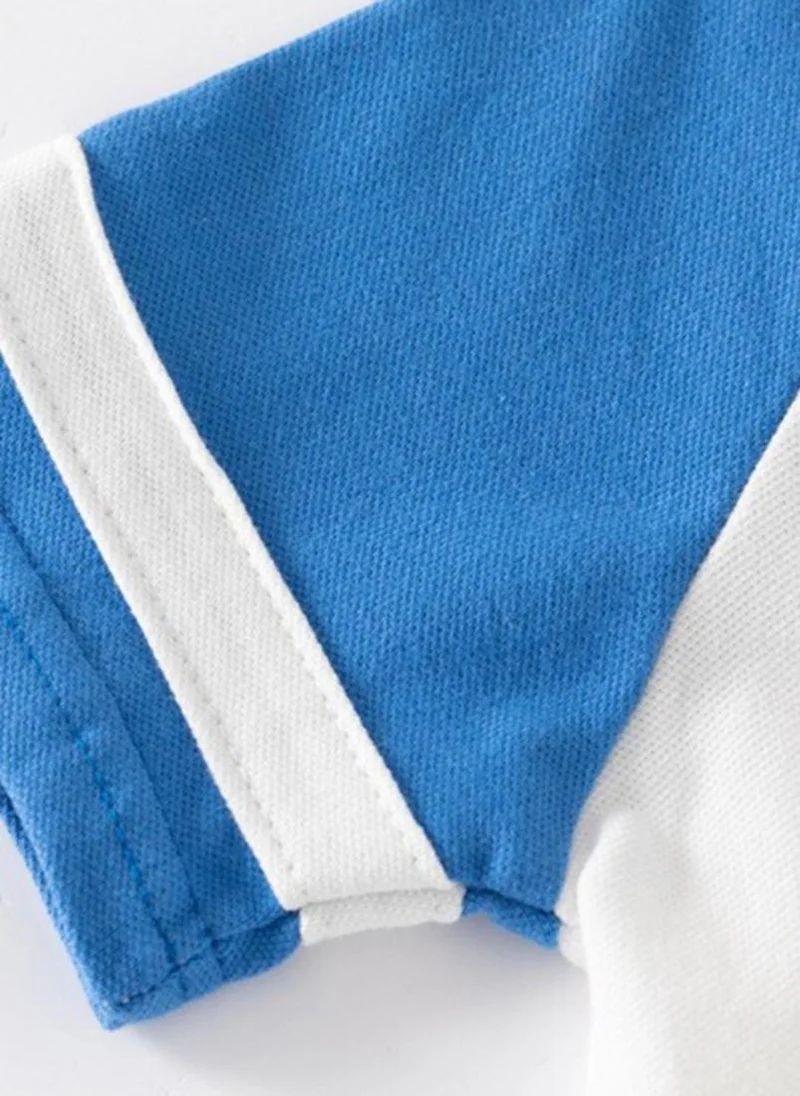 يونيكي White Striped Polo Collar T-shirt