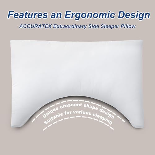 ACCURATEX وسادة ACCURATEX للنائمين على الجانب للنائمين على الجانب والظهر - غلاف قطن 100% محشو ببديل الريش، وسائد سرير كينج لدعم الكتف والرقبة والرأس، وسادة ذاكرة قابلة للتعديل محشوة بقطع صغيرة من الفوم - Image 2